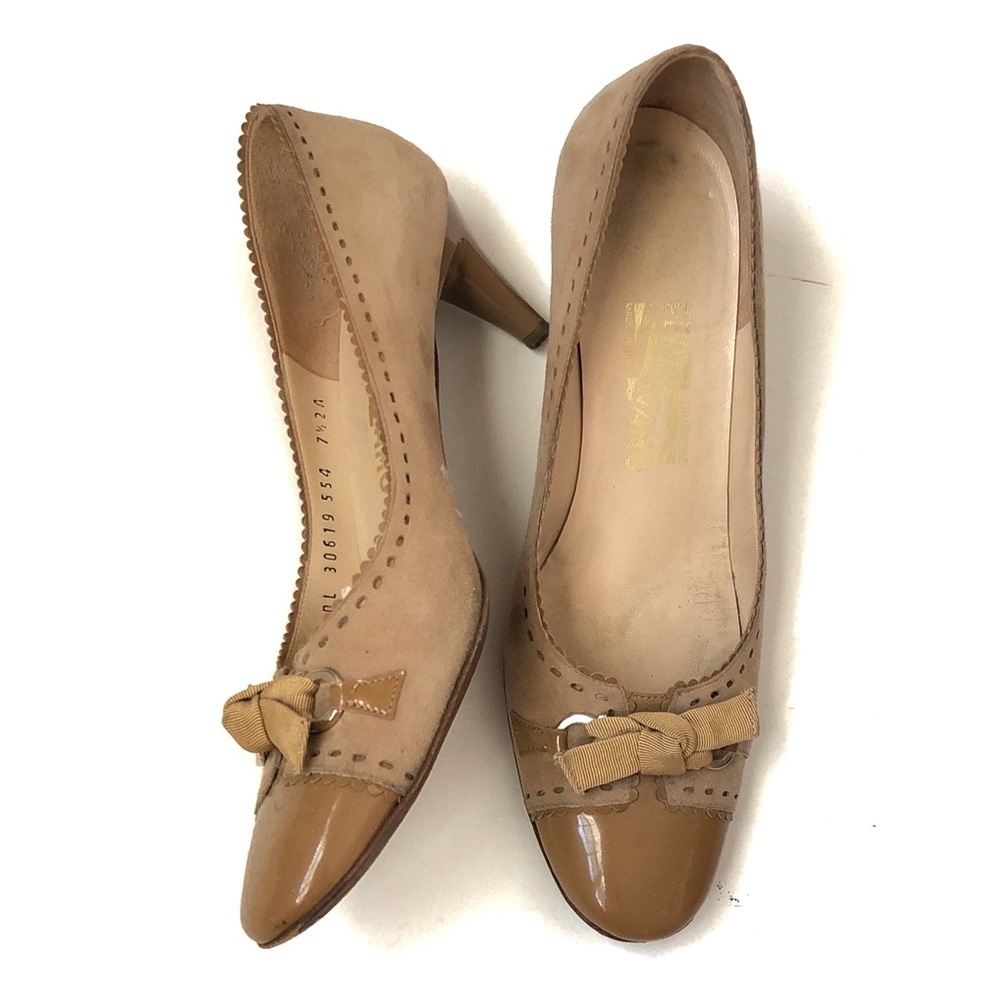 Salvatore Ferragamo Suede Bow Pumps